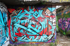 836505 Afbeelding van graffiti met de Utrechtse kabouter (KBTR) op de Vrije Graffiti Plek Utrecht Centraal (terrein van ...
